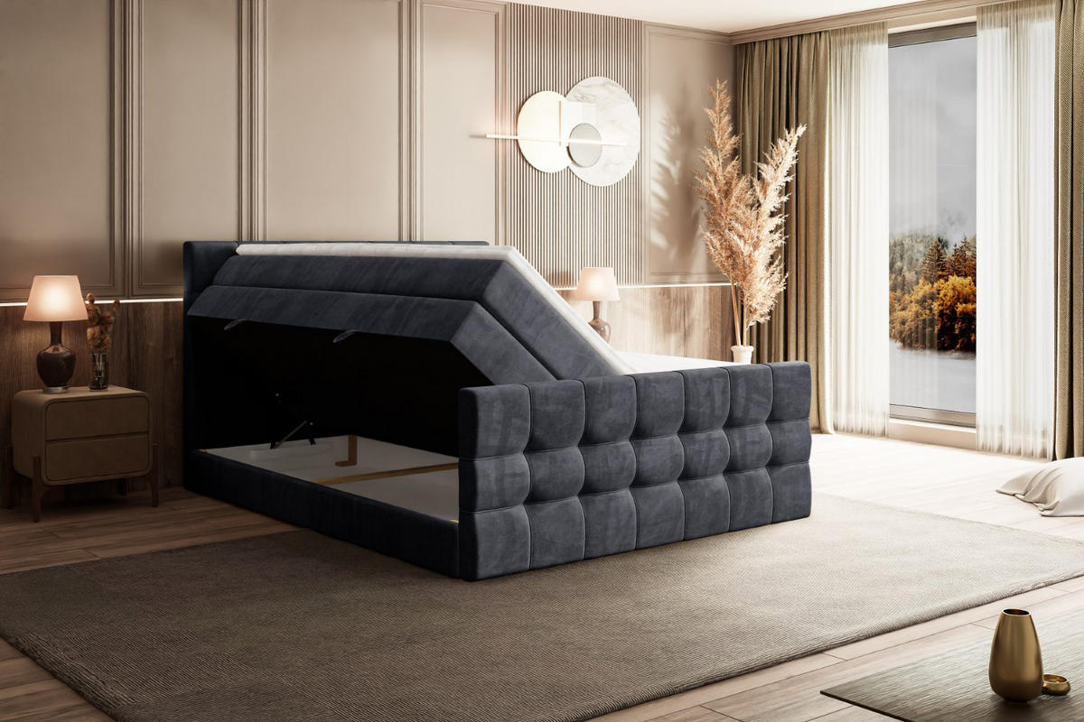 BOXSPRINGBETT BERO-Z KING - 120 x 200 - H3/H4 - Dunkelgrau - Dunkelgrau, Holzwerkstoff (120/200cm) - ALTDECOR
