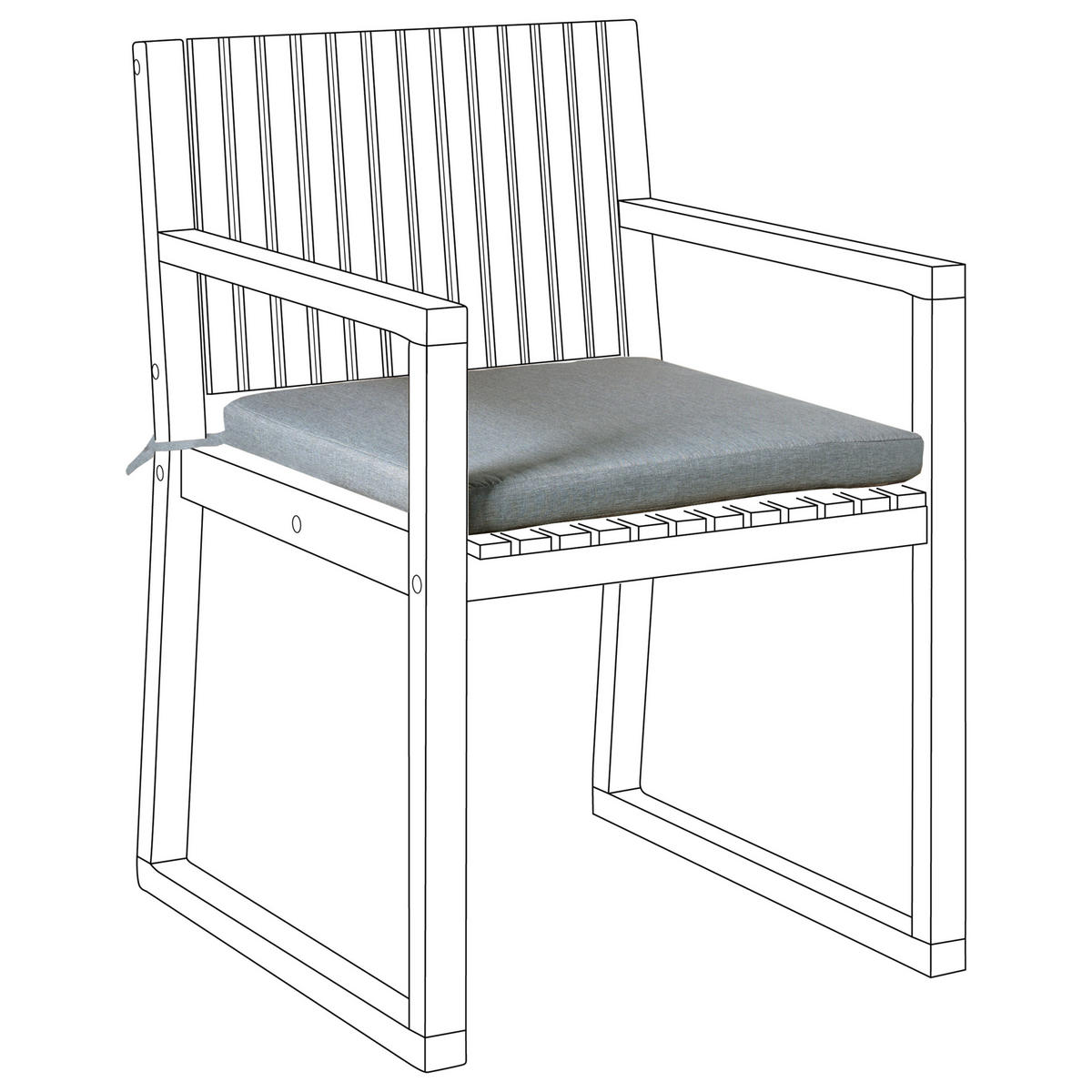 GARTENSTUHLKISSEN Grau meliert 46/46 cm Sassari Premium - Grau, Textil (46/5/46cm) - Beliani