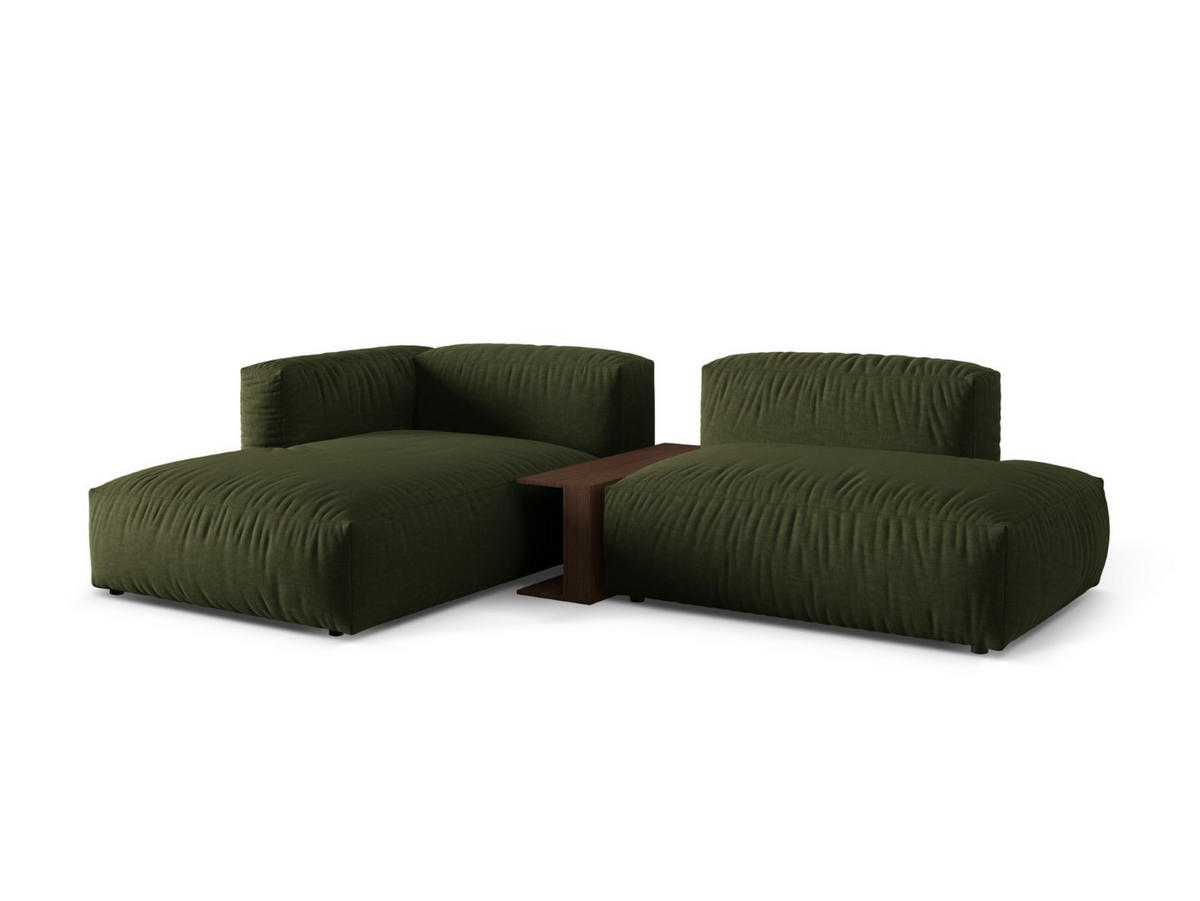ECKSOFA modular links Martina aus strukturiertem Stoff grün 2 Sitzplätze - Grün, Textil (176/285cm) - Micadoni