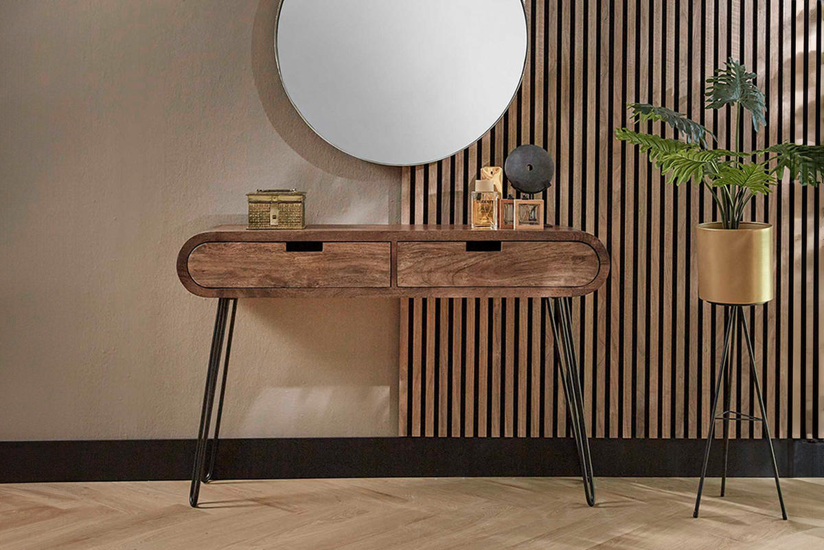 KONSOLENTISCH BARA Braun Holz - Schwarz/Braun, Holz (30/120/76cm) - KAWOLA