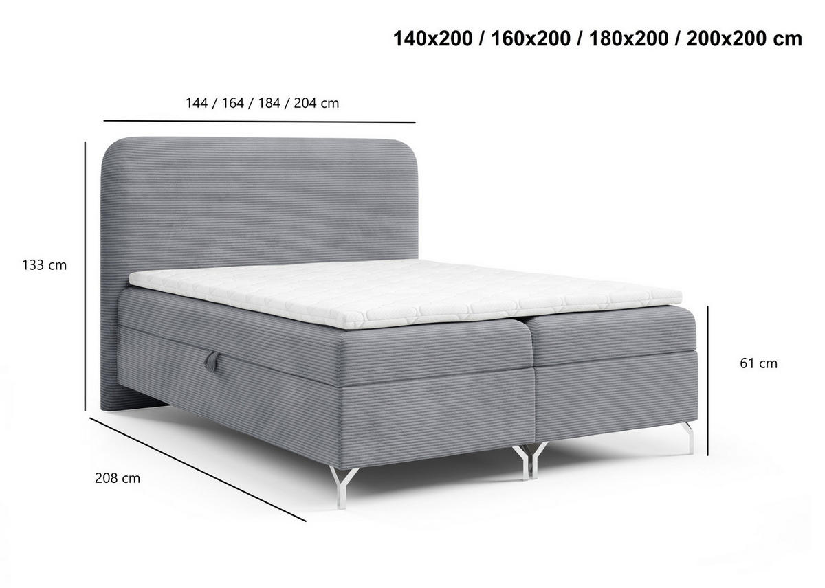 BOXSPRINGBETT mit Matratze H3 160x200 Rotos, Cordstoff, Bettkasten, Orange - Orange, Holz/Textil (160/200cm) - Emporius