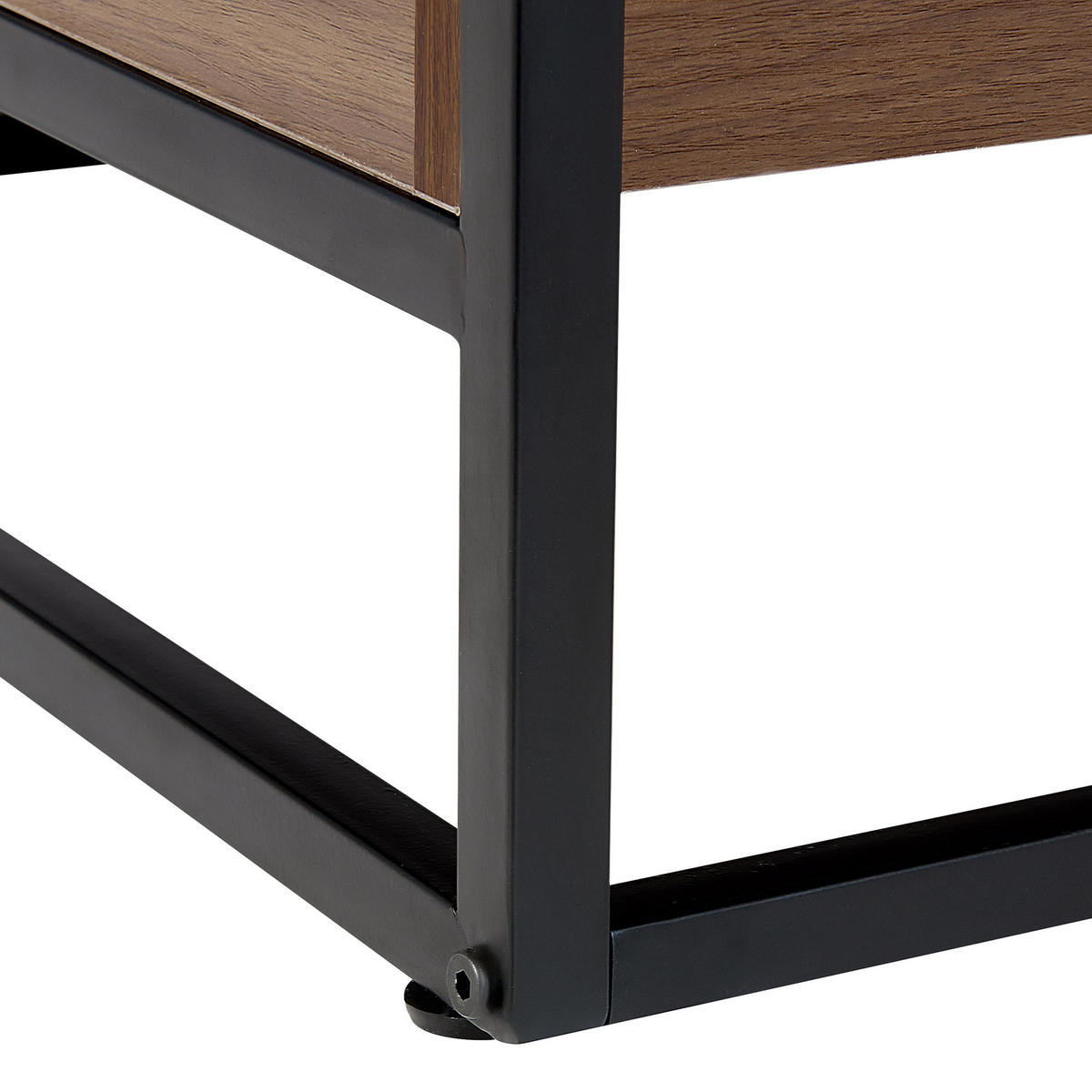 COUCHTISCH dunkler Holzfarbton/schwarz rechteckig Waco - Dunkelbraun/Schwarz, Metall (110/55/42cm) - Beliani