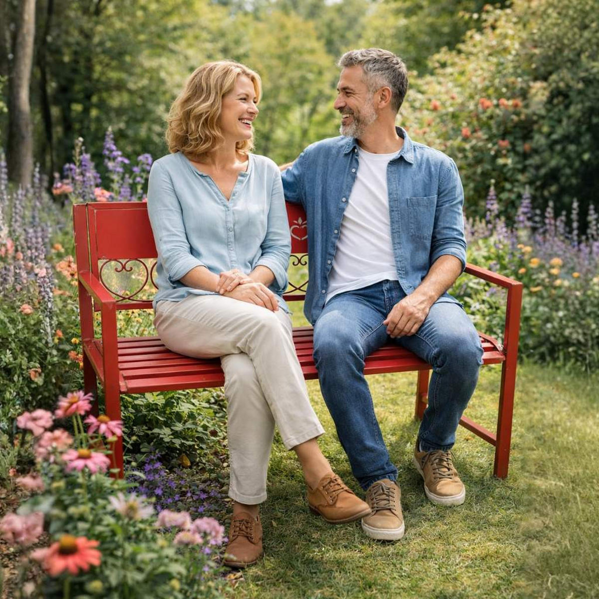 GARTENBANK 2 Sitzer Metall Rot 120 cm - Rot, Metall (120/88/55cm) - DanDiBo