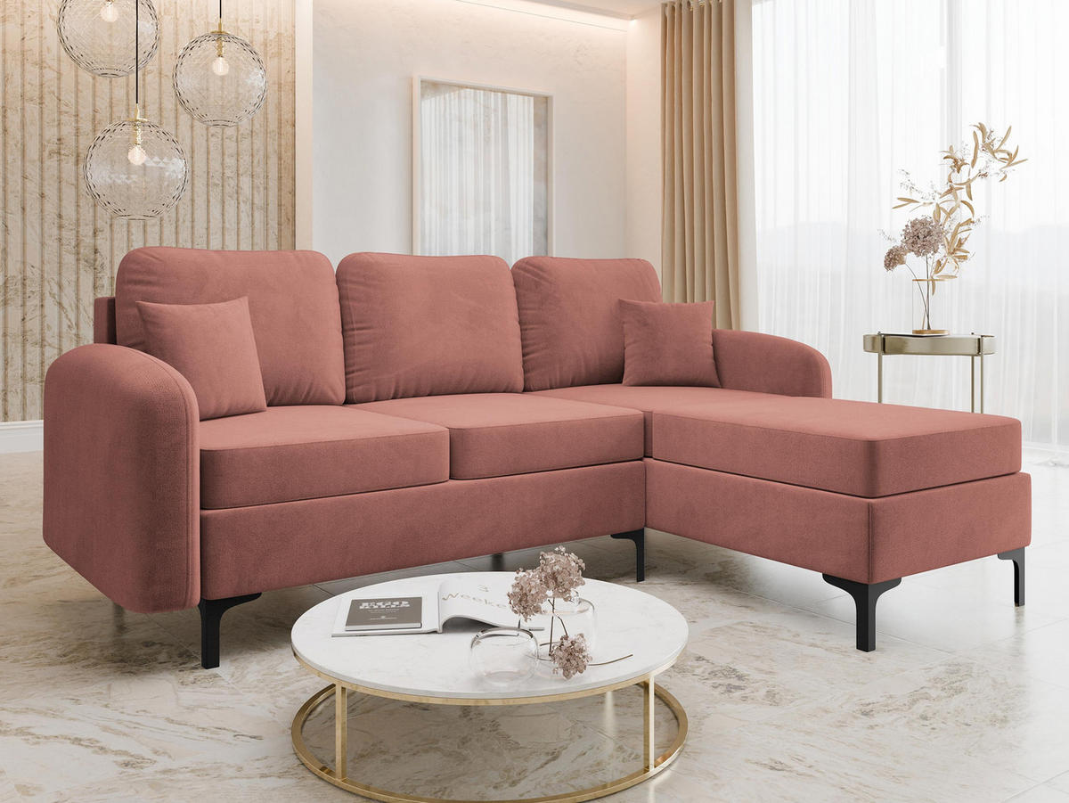 ECKSOFA Venice, Seite: Rechts - Schwarz, Holz/Textil (225/172cm) - MIRJAN24
