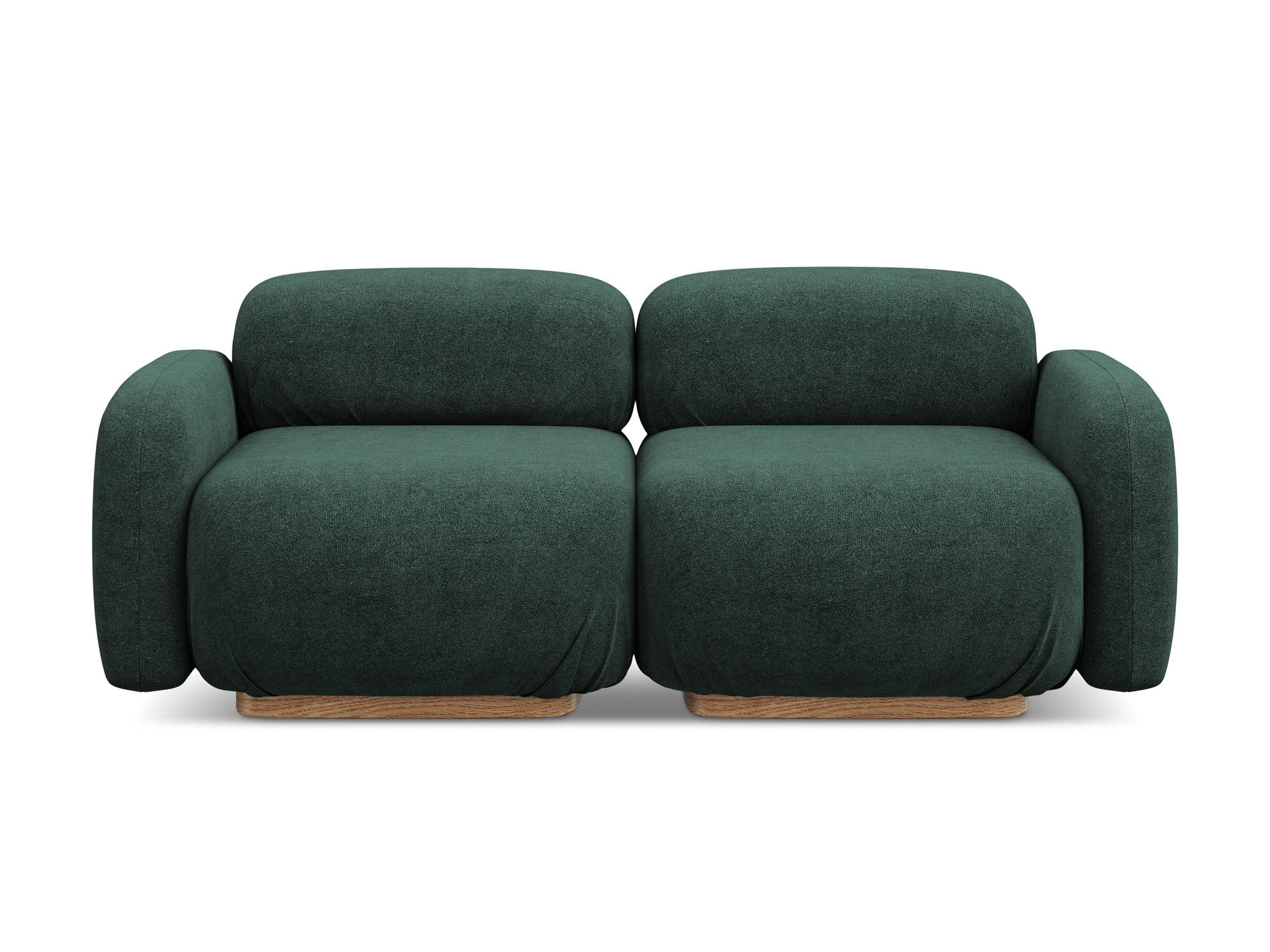 3-SITZER SOFA Bouclé Stoff Grün - Dunkelgrün/Braun, Holz/Textil (190/73/95cm) - Makamii
