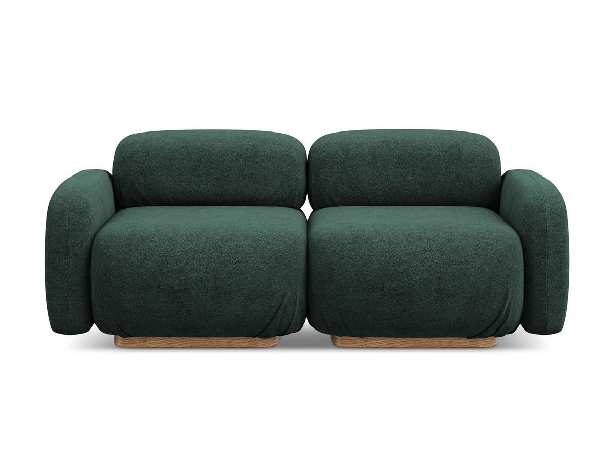3-SITZER SOFA Bouclé Stoff Grün - Dunkelgrün/Braun, Holz/Textil (190/73/95cm) - Makamii