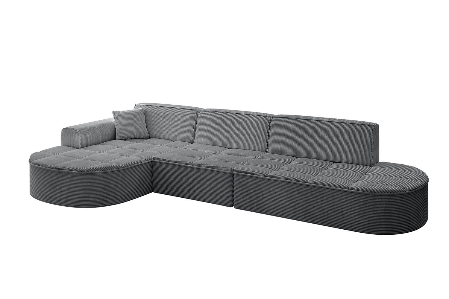 ECKSOFA Ottomane Links TARO-L2 - 328x171x79,5 cm Dunkelgrau - Dunkelgrau, Holzwerkstoff/Textil (328/171cm) - ALTDECOR