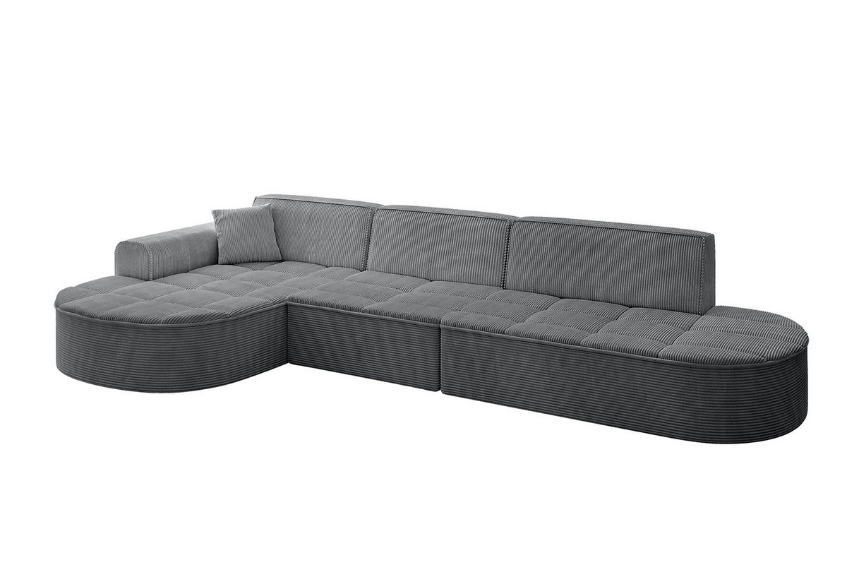 ECKSOFA Ottomane Links TARO-L2 - 328x171x79,5 cm Dunkelgrau - Dunkelgrau, Holzwerkstoff/Textil (328/171cm) - ALTDECOR