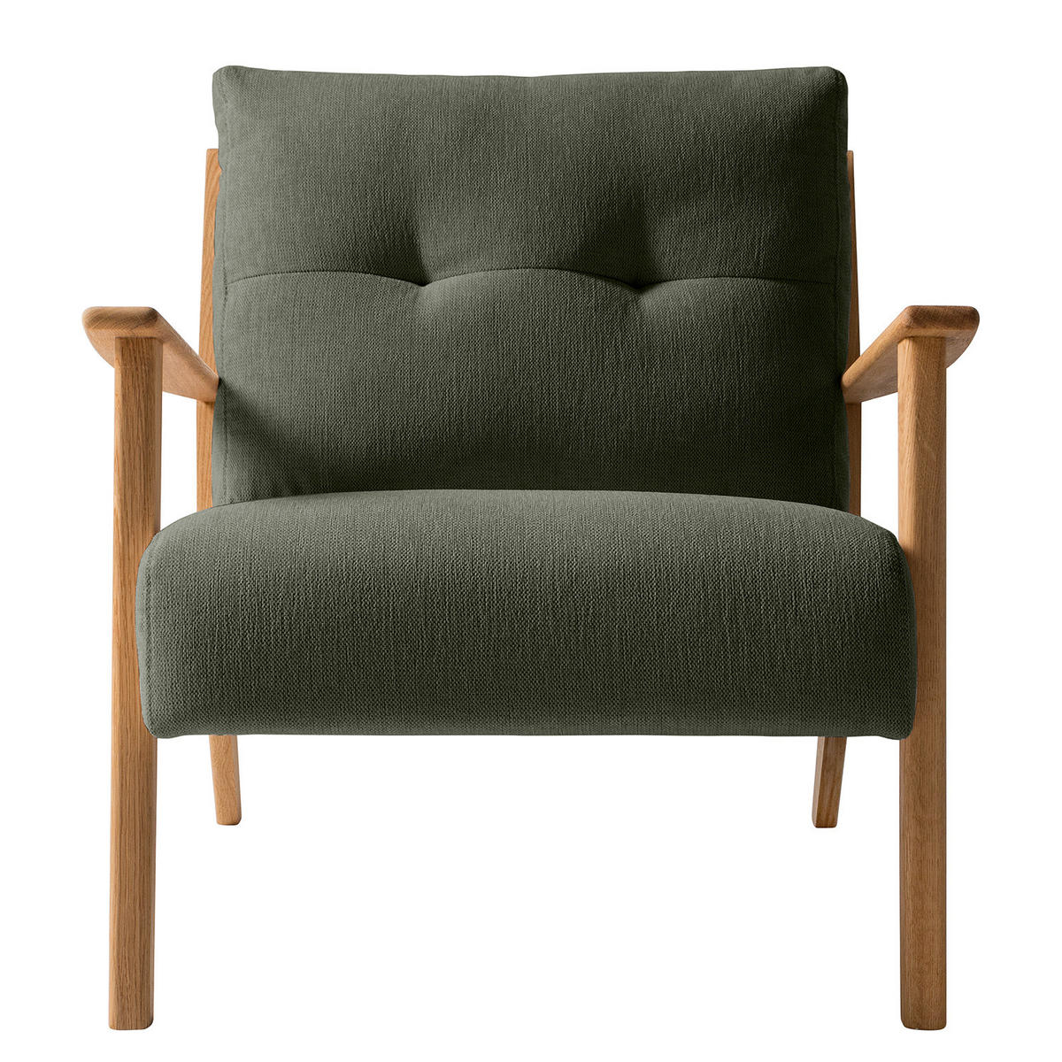 SESSEL - Eichefarben/Grau, Eichenholz/Textil (83/80/75cm) - home24