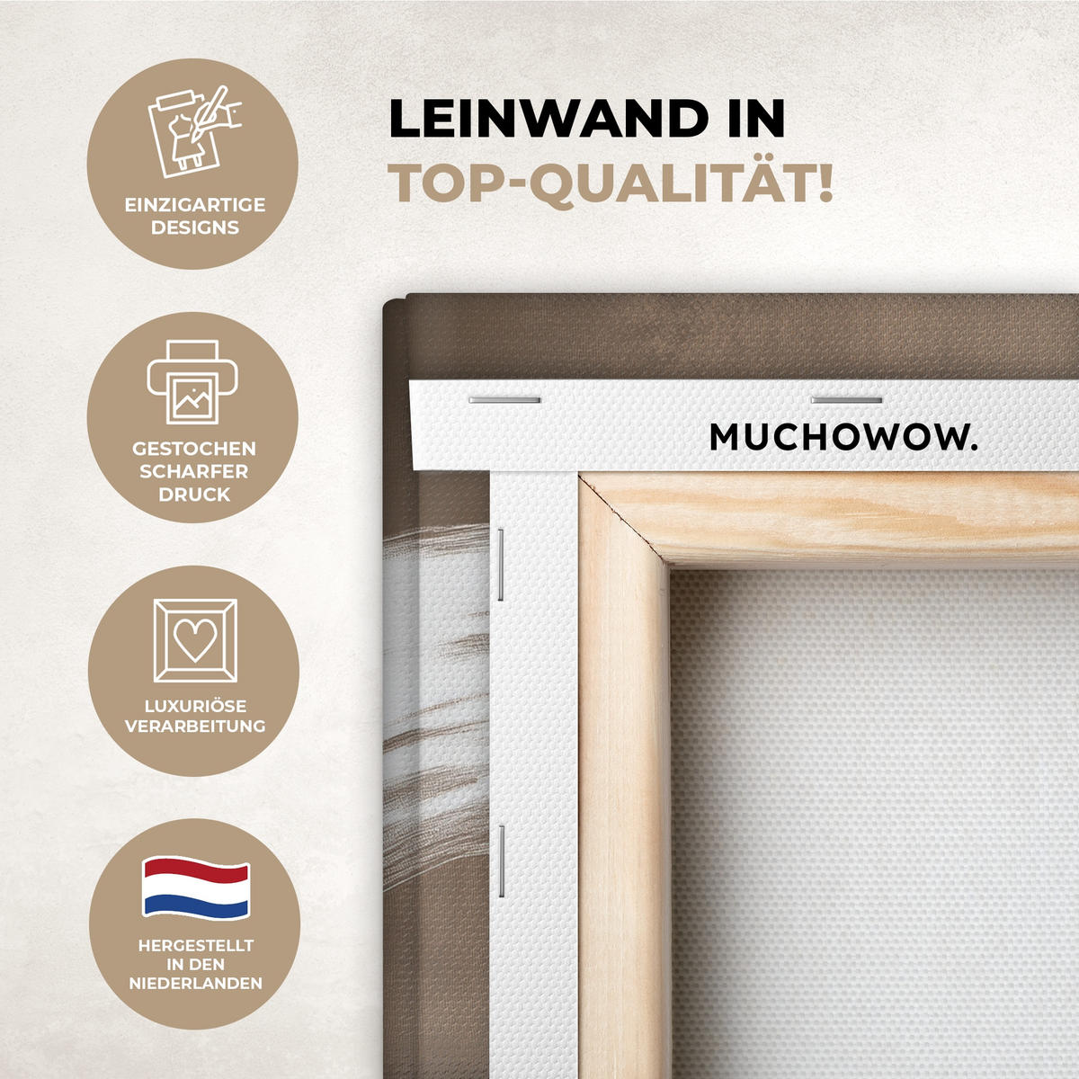 LEINWANDBILD Farbe - Braun - Japandi Deko Wohnzimmer 20x30 cm - Kupferfarben, Textil (20/30cm) - MuchoWow
