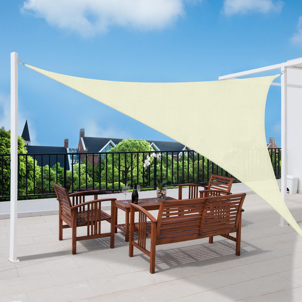 SONNENSEGEL SolVision HS9 360/360/360 cm dreieckig Creme HDPE - Creme, Kunststoff (360/360cm) - Sol Royal