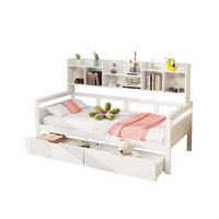 KINDERBETT 90/200 cm als Schlafsofa mit 2 Schubladen, Seitenregalen und Lattenrost, Weiß - Weiß, Holzwerkstoff (90/200cm) - Redom