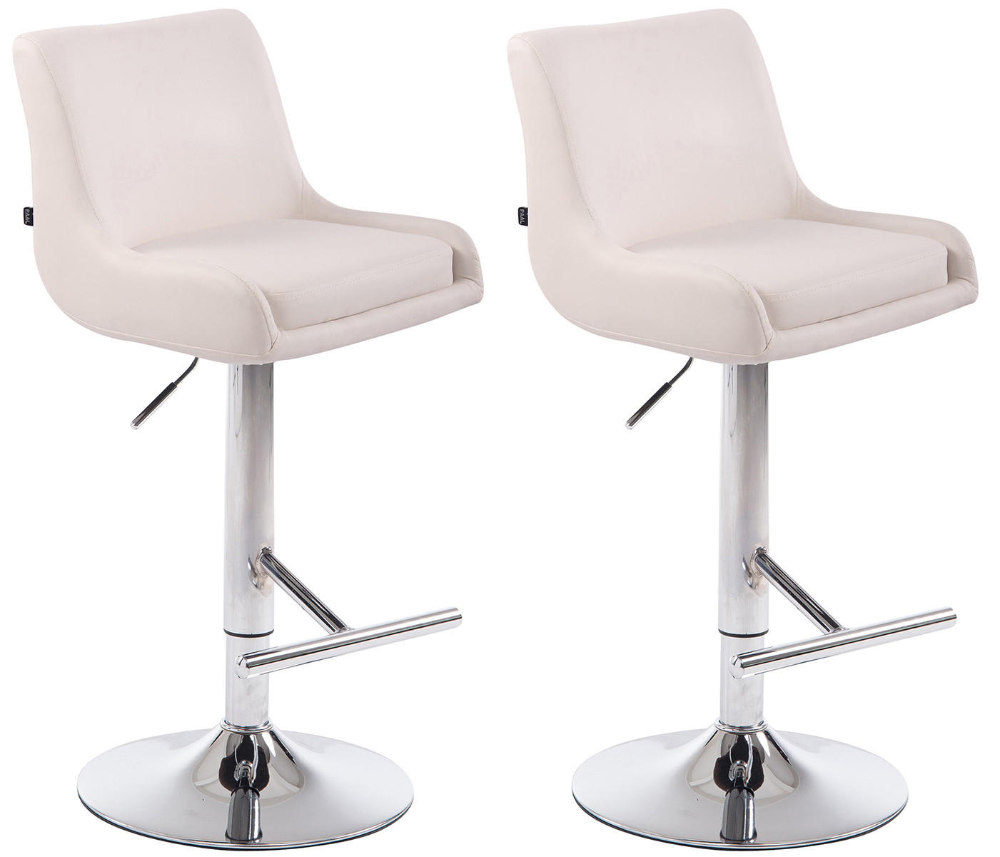 BARHOCKER 2er Set Lederlook weiß - Chromfarben/Weiß, Textil/Metall (43/90/50cm) - CLP