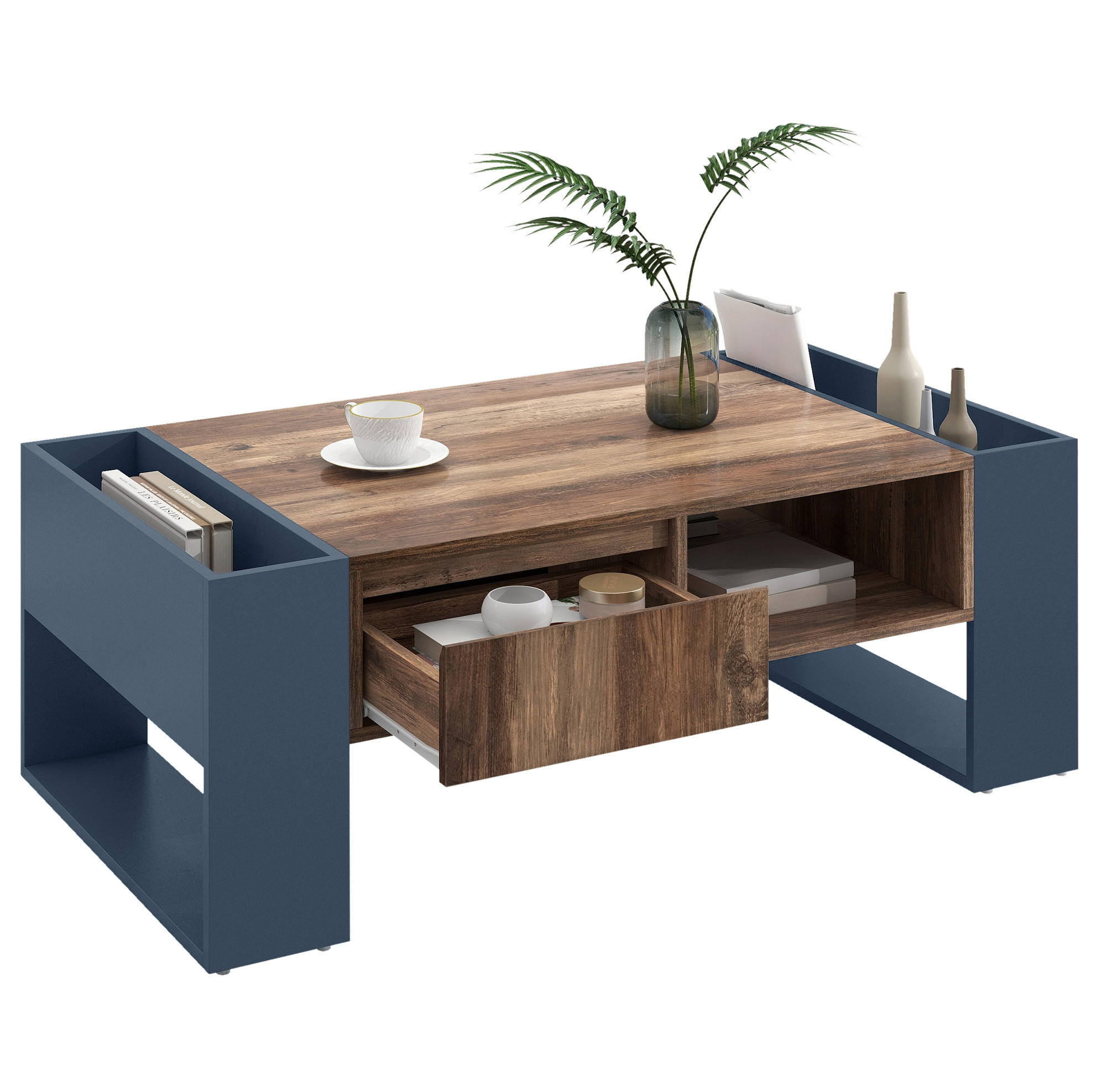 COUCHTISCH 111/40/60 cm in Schwarz/Grau aus Spanplatte mit Stauraum - Schwarz, Holzwerkstoff (111/60/40cm) - OKMYHOME