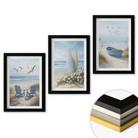 WANDBILDER 3er-Set - 20x30 cm Schwarzer Rahmen - Strand Surfbretter Vögel - Schwarz, Kunststoff (20/30cm) - ArtPrintCave