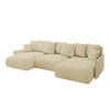 WOHNLANDSCHAFT mit Schlaffunktion und Bettkasten ONESK-U-v1 304x165x40 Beige Velours - Beige, Holzwerkstoff/Kunststoff (304/90/165cm) - ALTDECOR