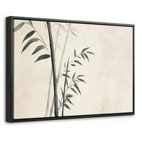 LEINWAND Bilder mit Rahmen - Japandi - Bambus - Beige - 60x40 - Eukalyptusholzfarben, Textil (60/40cm) - MuchoWow
