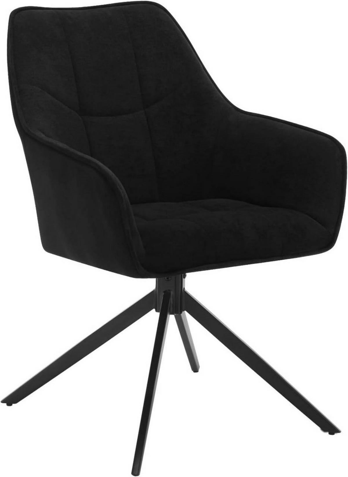 ESSZIMMERSTUHL drehbar, Chenille & Cord, Schwarz - Schwarz, Kunststoff/Textil (58/86/63.5cm) - Woltu