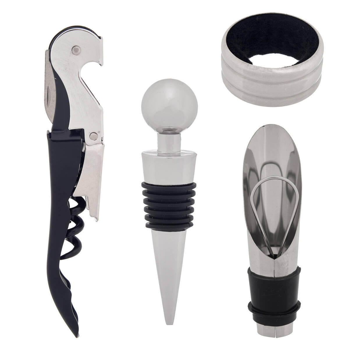 WEINZUBEHÖR 4er-Set - Schwarz, Metall (3cm) - Kinvara