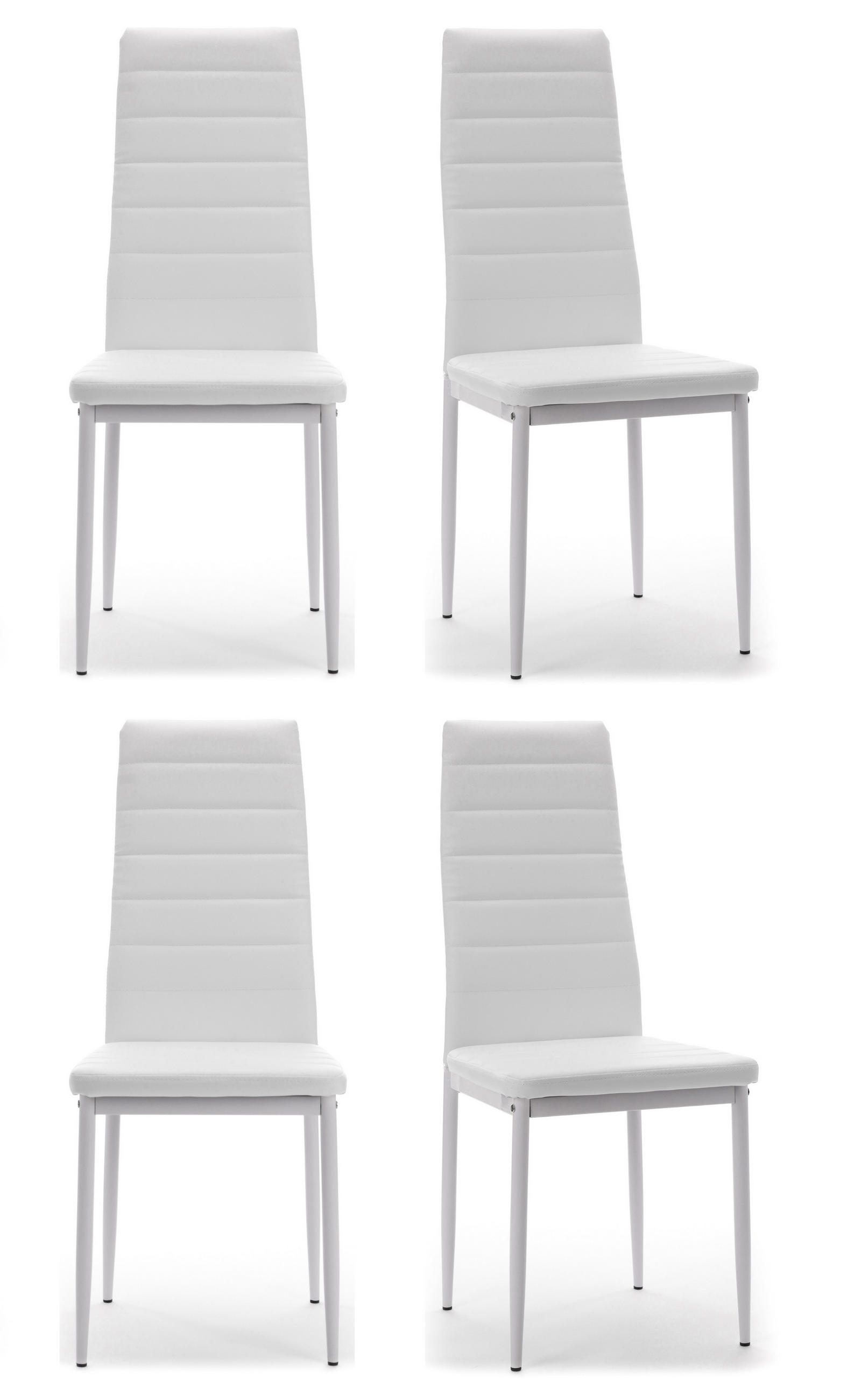 STUHL Set FADO 4x aus Ökoleder - weiß - Weiß, Leder/Metall (45/99/50cm) - NEW HOME