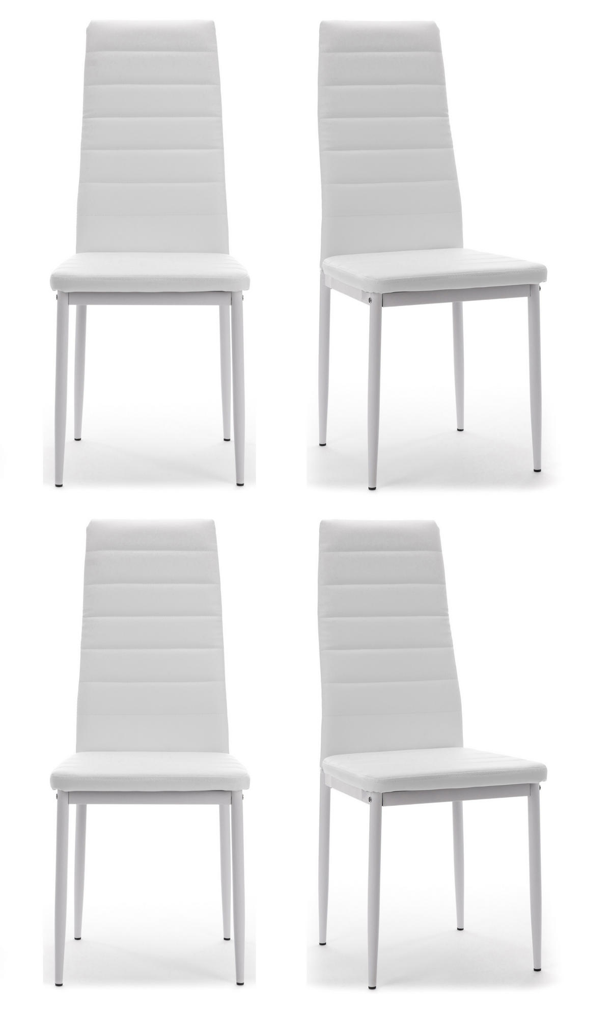 STUHL Set FADO 4x aus Ökoleder - weiß - Weiß, Leder/Metall (45/99/50cm) - NEW HOME