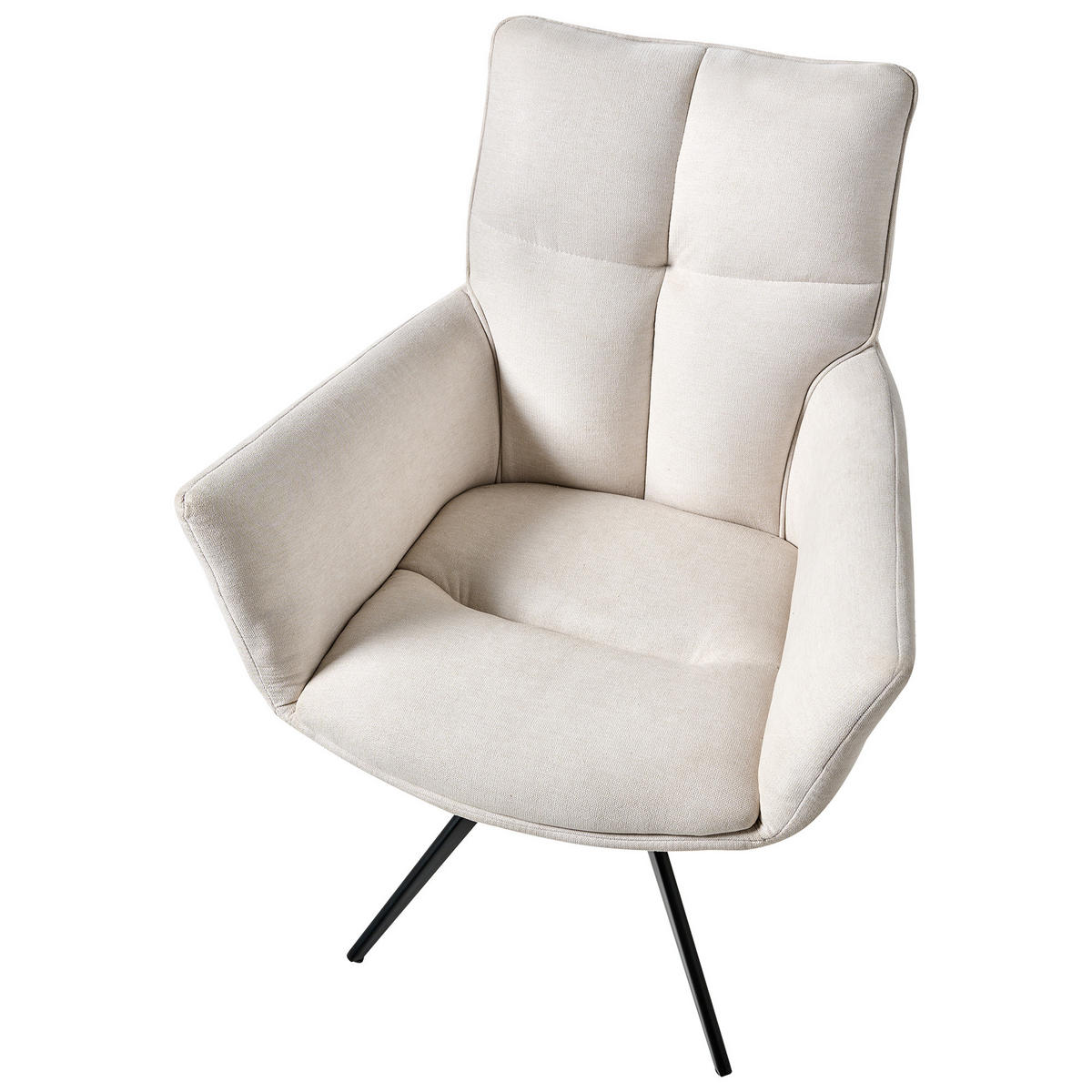 ESSZIMMERSTUHL drehbar Stoff Cremeweiß Corbie - Creme/Schwarz, Holz/Textil (62/89/67cm) - Beliani