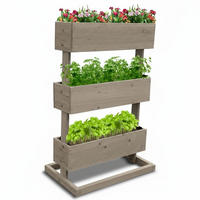 HOCHBEET 3 Etagen Farbe Grau 50/30/75 cm - Grau, Holz (30/75/50cm) - Coemo