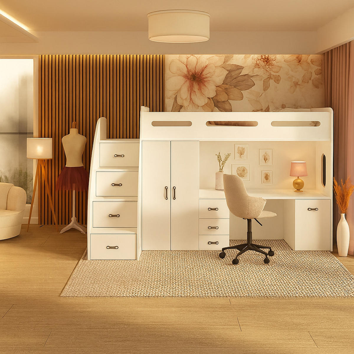 KINDERBETT Zuzia plus weiss - Weiß, Holzwerkstoff - roe furniture