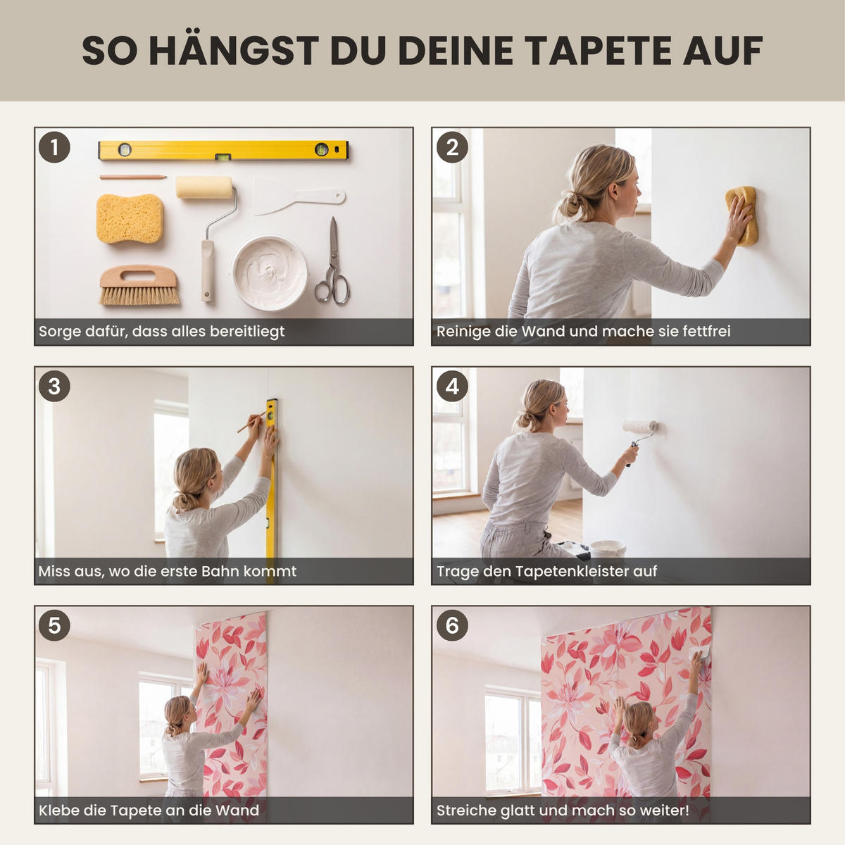 TAPETE - Botanisch - Blumen - Rot - 180x280 cm - Koralle, Papier (180/280cm) - OnlyWow