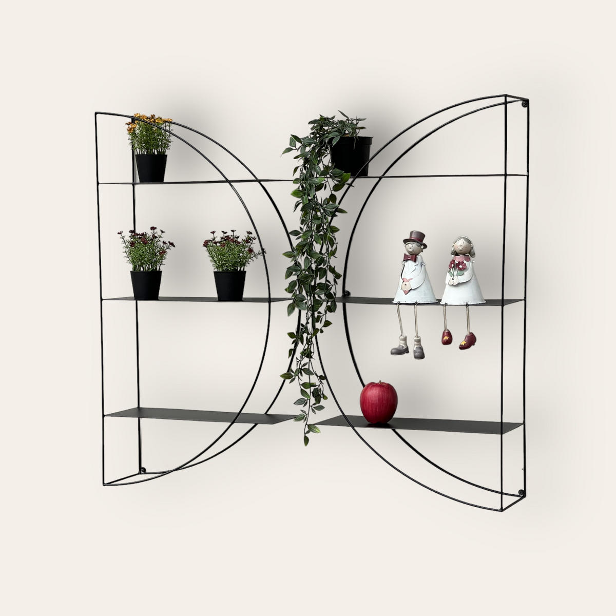 WANDREGAL rund 2-teilig Metall Schwarz 80/16/80 cm - Schwarz, Metall (80/80/16cm) - DanDiBo