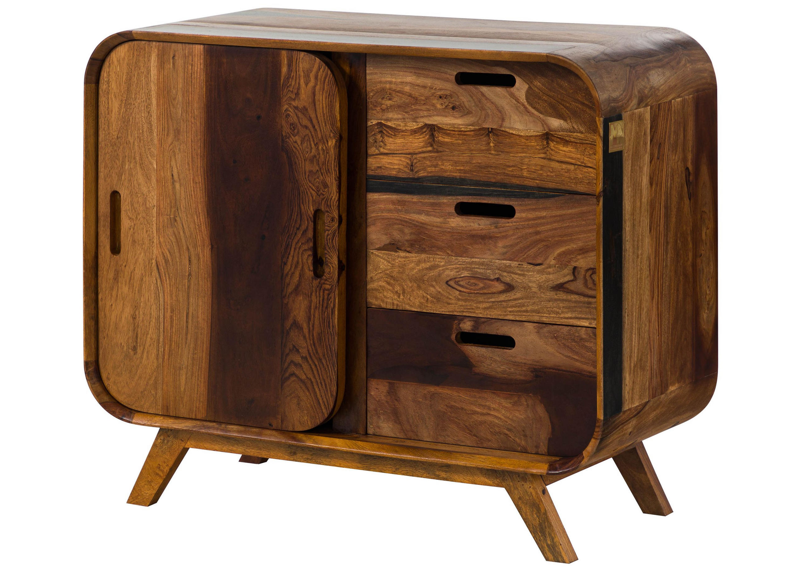 SIDEBOARD Sheesham 90x40x75 dunkelbraun lackiert MAILAND #200 - Dunkelbraun, Holz (90/75/40cm) - Massivmoebel24