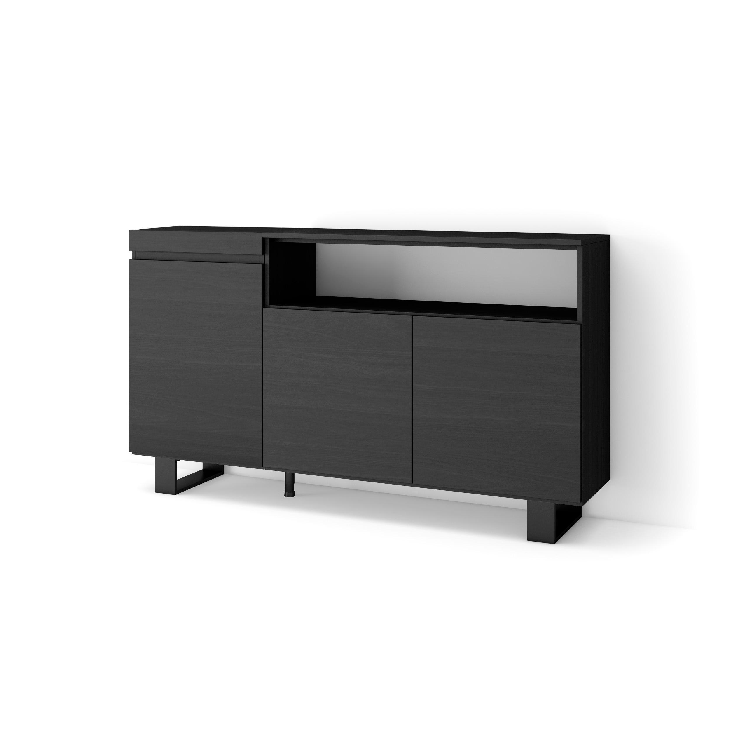 Skraut Home Sideboard Schwarz 150x87x35 cm