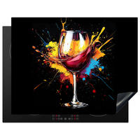 HERABDECKPLATTE - Wein - Glas - Graffiti - Getränk - Rot - Farbe - 80x55 - Weinrot, Kunststoff (80/55/0.2cm) - MuchoWow