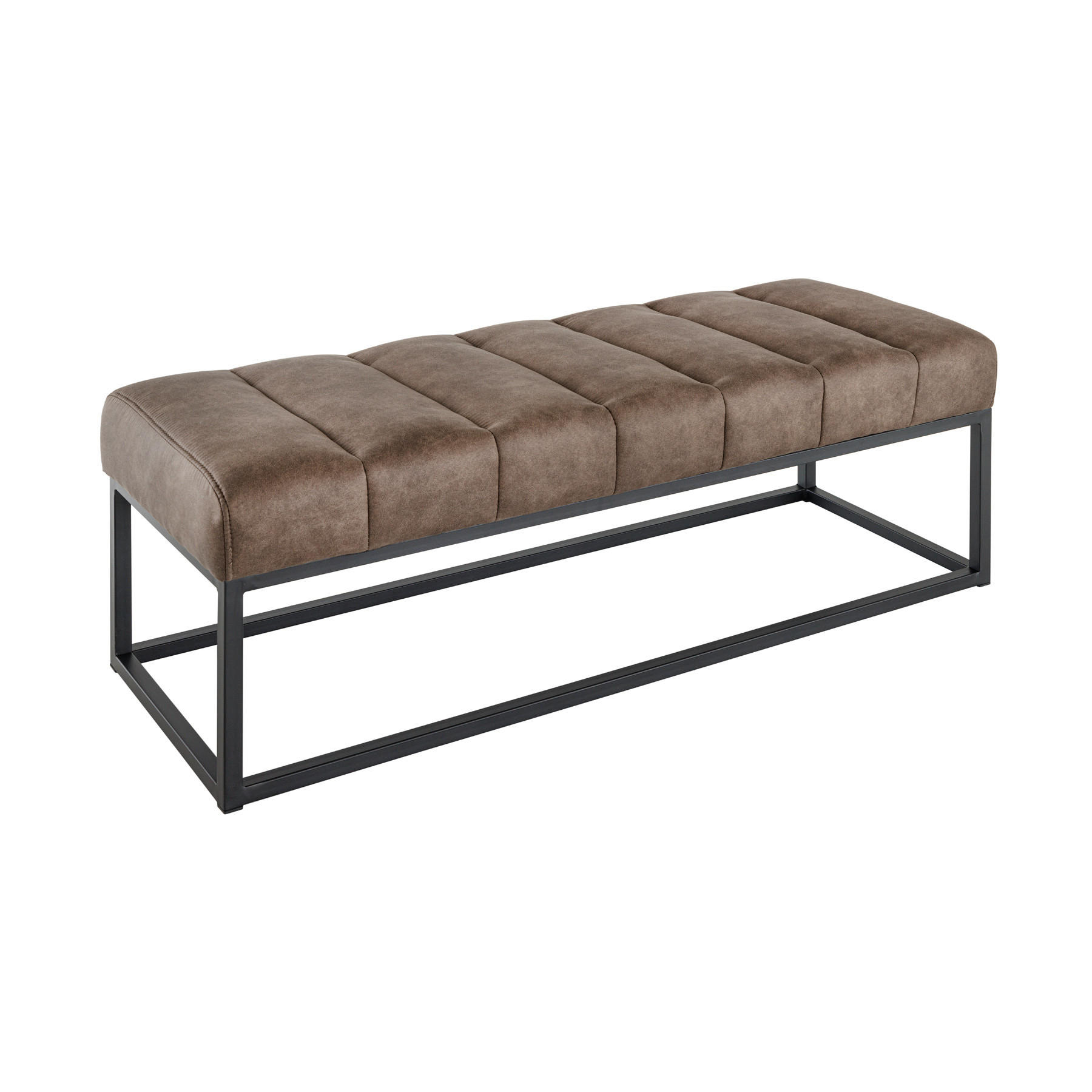 SITZBANK PETIT BEAUTÉ Microfaser Taupe 110 cm - Taupe/Schwarz, Textil/Metall (108/40/40cm) - riess-ambiente