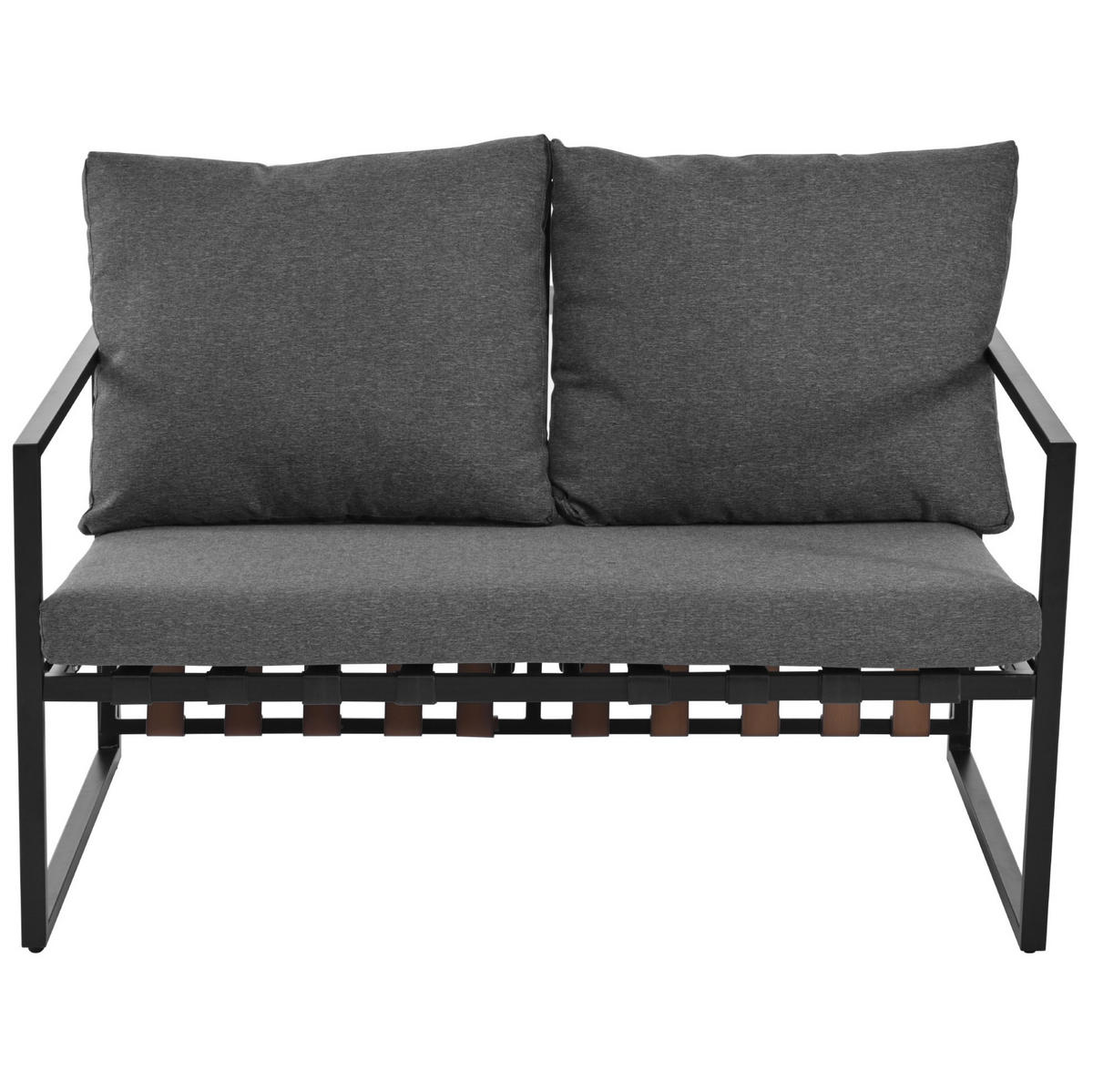 GARTENMÖBELSET aus Kunststoff 114x57x80cm schwarz mit Couchtisch und Kissen - Schwarz, Kunststoff - Modfu