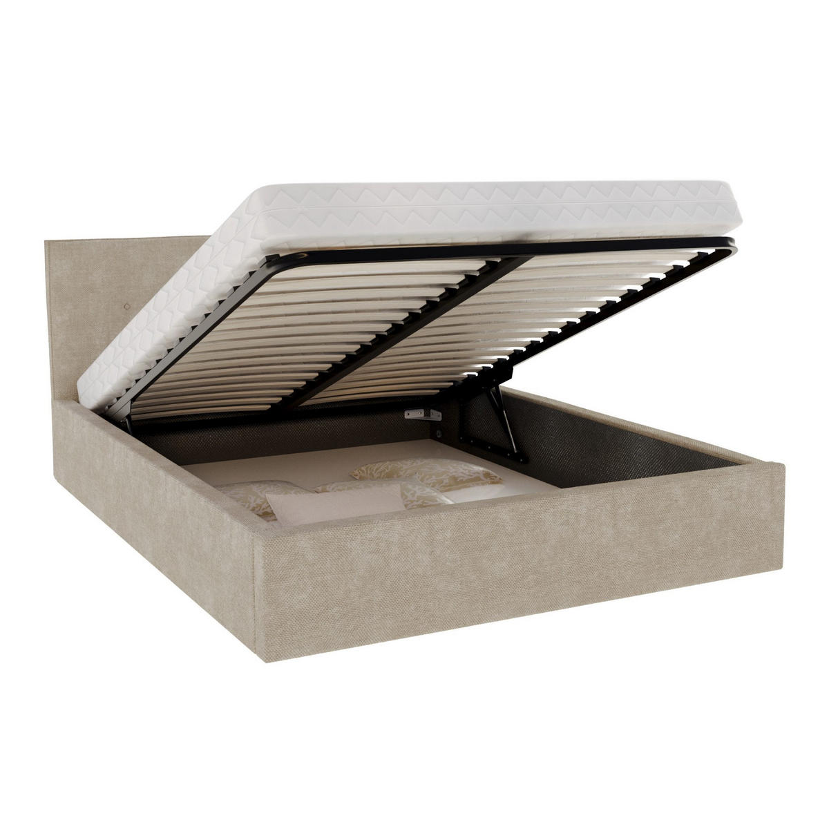 POLSTERBETT TULSA - Birkefarben/Beige, Holz/Holzwerkstoff (90/200cm) - FDM