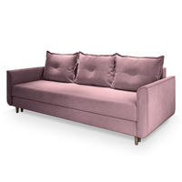 BETTSOFA NAPOL Rosa Plüsch-Stoff mit Schlaffunktion - Rosa, Textil (220/93/87cm) - MASSENO