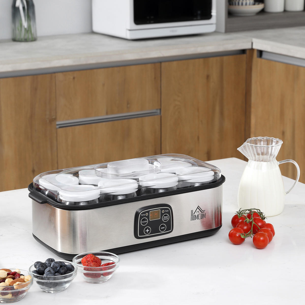 KÜCHENMASCHINE Joghurtbereiter 25 W Silber mit Timer - Silberfarben, Metall (18.8/14/36cm) - Korfee