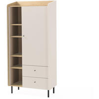 BÜCHERREGAL Alex mit 1 Tür und 2 Schubladen, Beige Sand - Beige/Schwarz, Holzwerkstoff (80/170/42cm) - Beautysofa