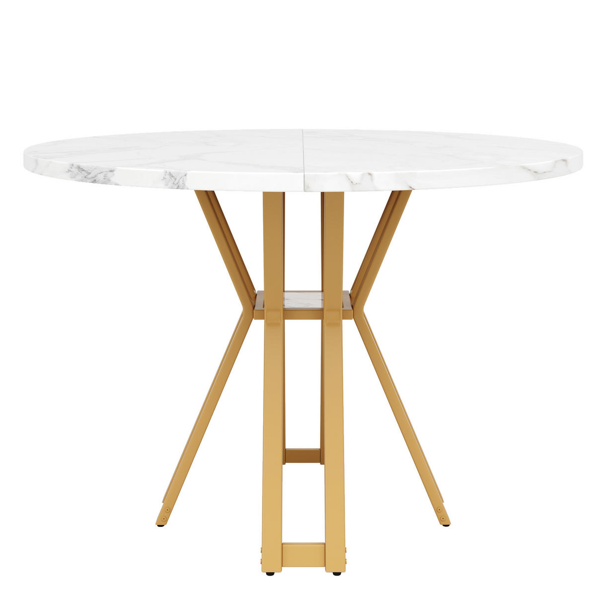 ESSTISCH 100/100/76 cm Gold/Weiß aus MDF und Metall mit verstellbaren Füßen - Weiß, Holzwerkstoff (100/100/76cm) - OKMYHOME