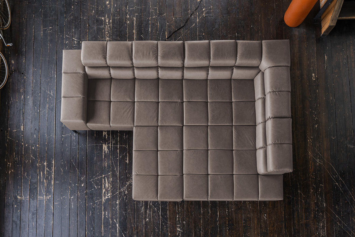 ECKSOFA NELSON Dunkelbraun Leder - Dunkelbraun/Schwarz, Leder/Metall (321/216cm) - KAWOLA