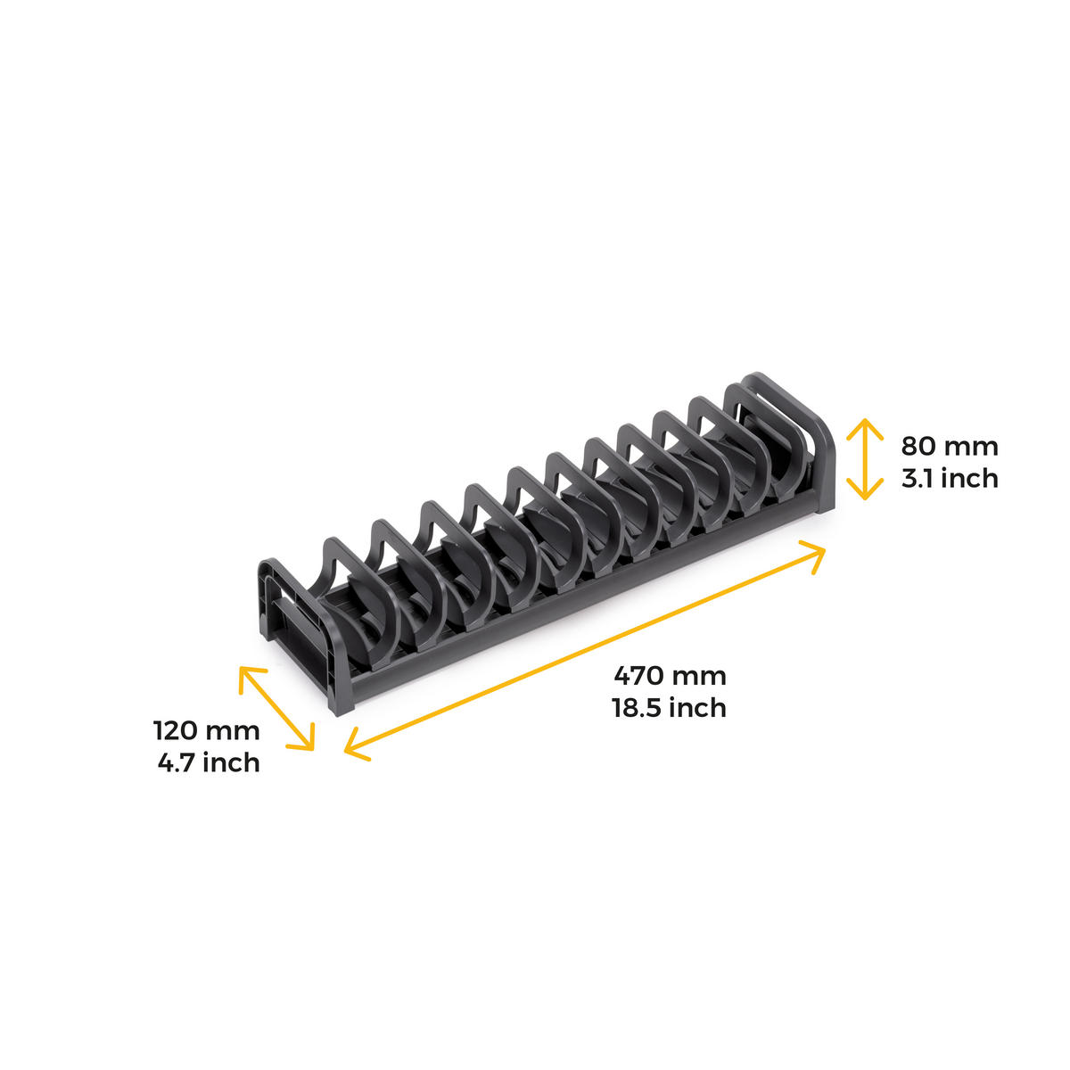 TELLEREINSATZ Orderbox für Schublade, 120x470mm, Aluminium und Kunststoff, Anthrazitgrau - Anthrazit, Metall (12/8/47cm) - EMUCA