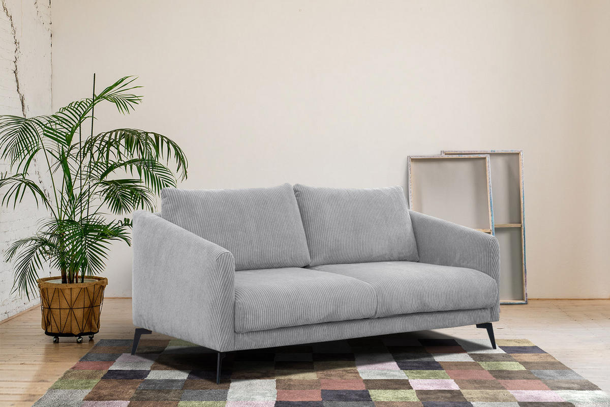 SOFA VILT 2,5-Sitzer, hellgrau - Hellgrau/Schwarz, Holzwerkstoff/Kunststoff (202/89/94cm) - Courtois Laville