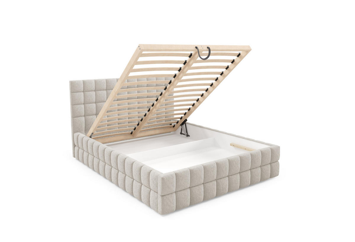 POLSTERBETT mit Stauraum 180x200 cm in Hellbeige - Beige, Metall (180/200cm) - Home Collective