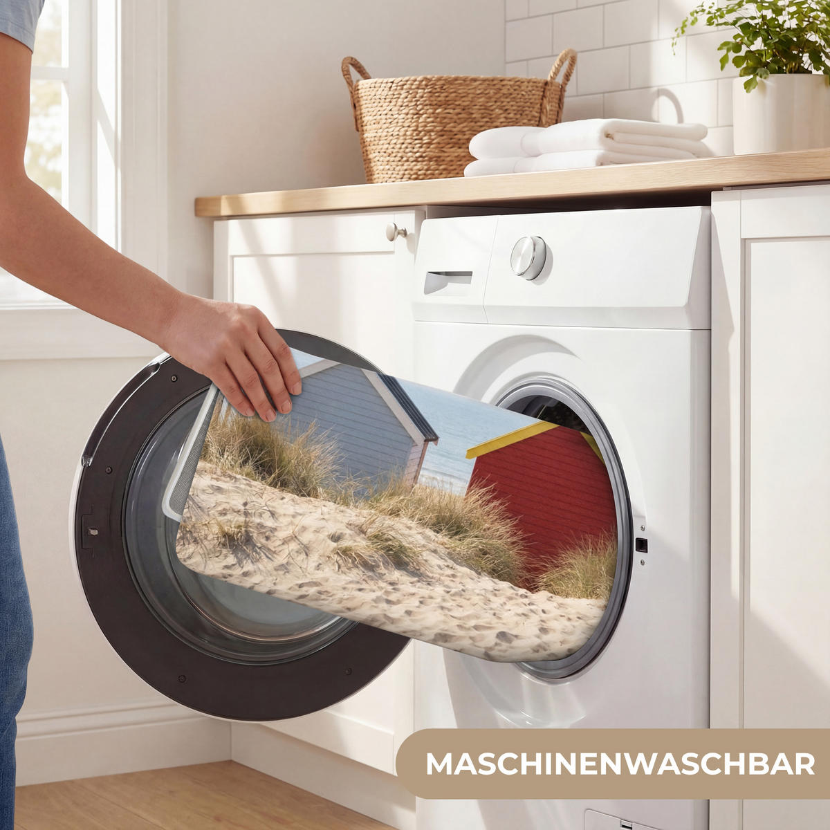 KOUPELNOVÁ PŘEDLOŽKA Pláž - Chaty - Barevné - Duny 90x60 cm - různobarevná, textil/plast (90/60cm) - OnlyWow