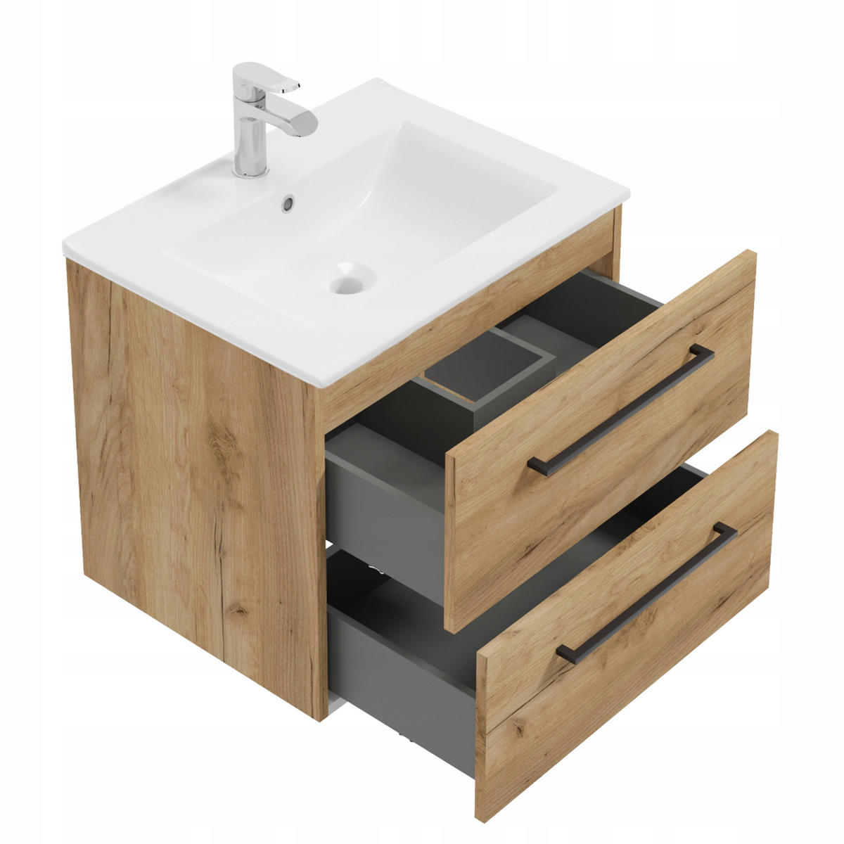 WASCHTISCHKOMBI 50cm mit Waschbecken + Armatur Eichenfarbe - Eichefarben, Holzwerkstoff (50/50/39cm) - Stamar