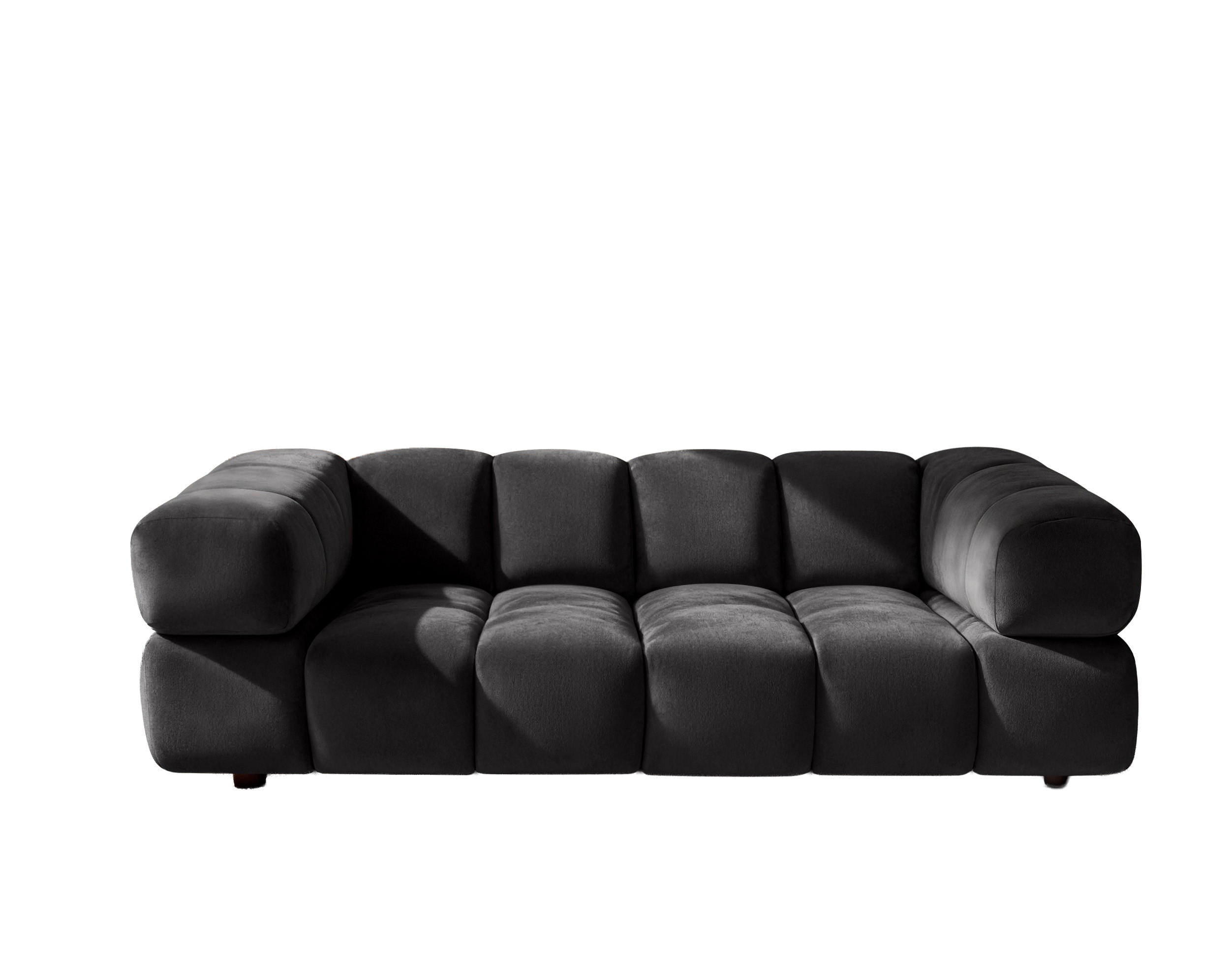 SOFA 3-Sitzer, Couch, Veloursstoff Bluvel, Schwarz, Averro - Schwarz, Holz (240/70/96cm) - Kaiser Möbel