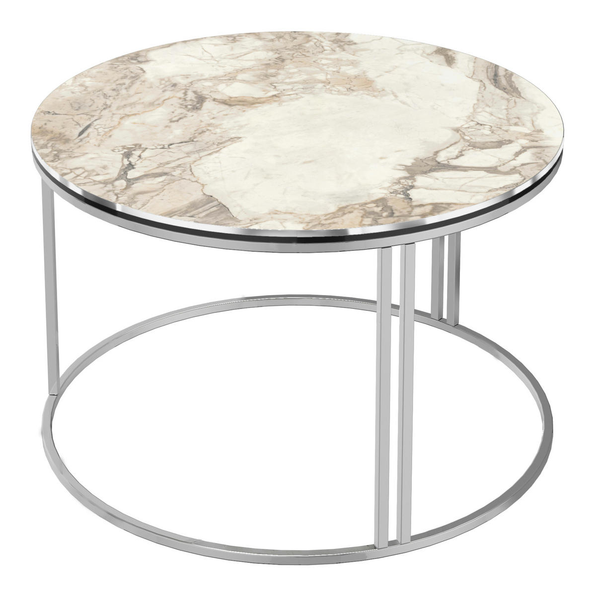 COUCHTISCH Aulum 70/70/50 - Silberfarben/Weiß, Holzwerkstoff/Metall (70/70/50cm) - [en.casa]