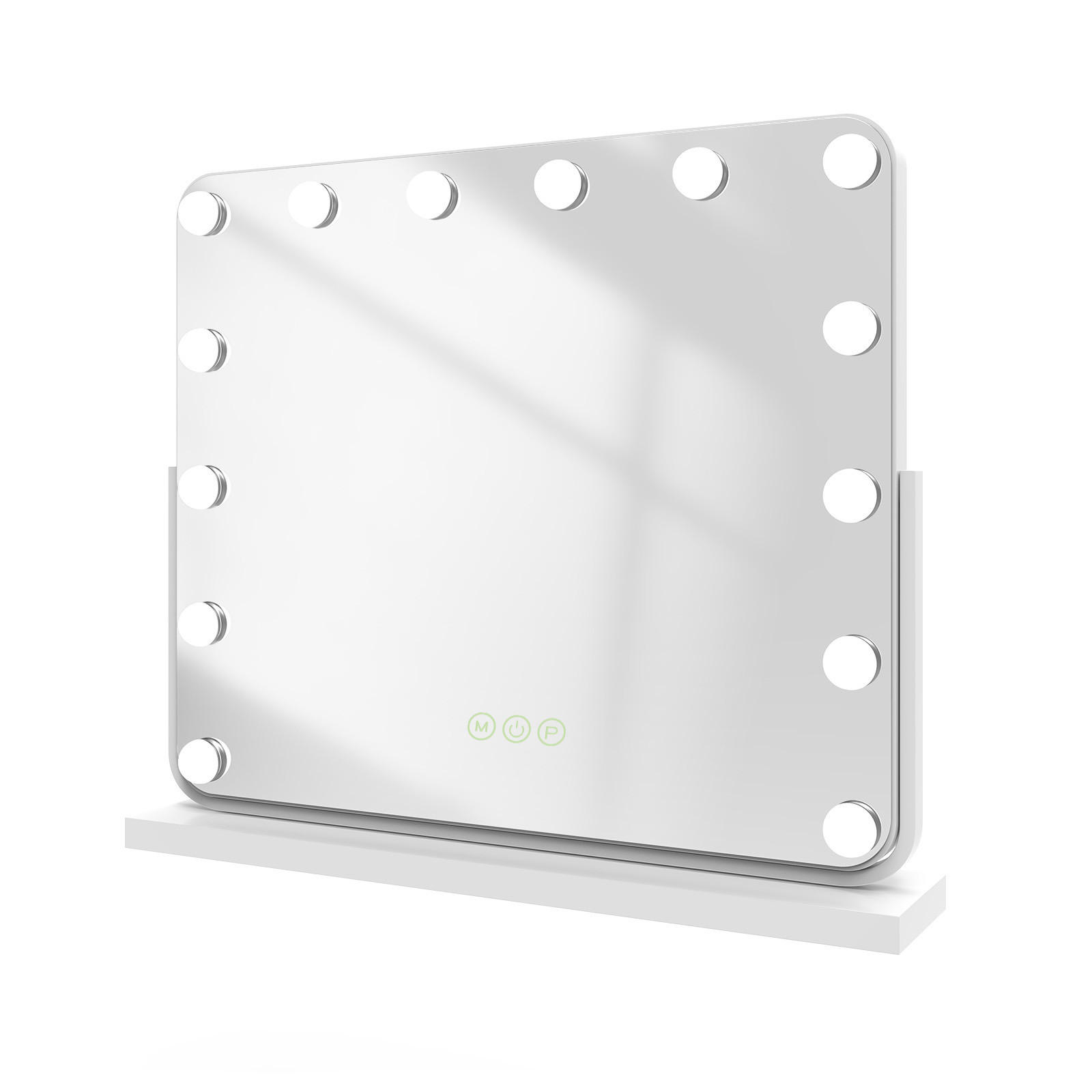 KOSMETIKSPIEGEL mit Beleuchtung, Weiß, 60/52 cm - Weiß, Glas (52/12/60cm) - EMKE