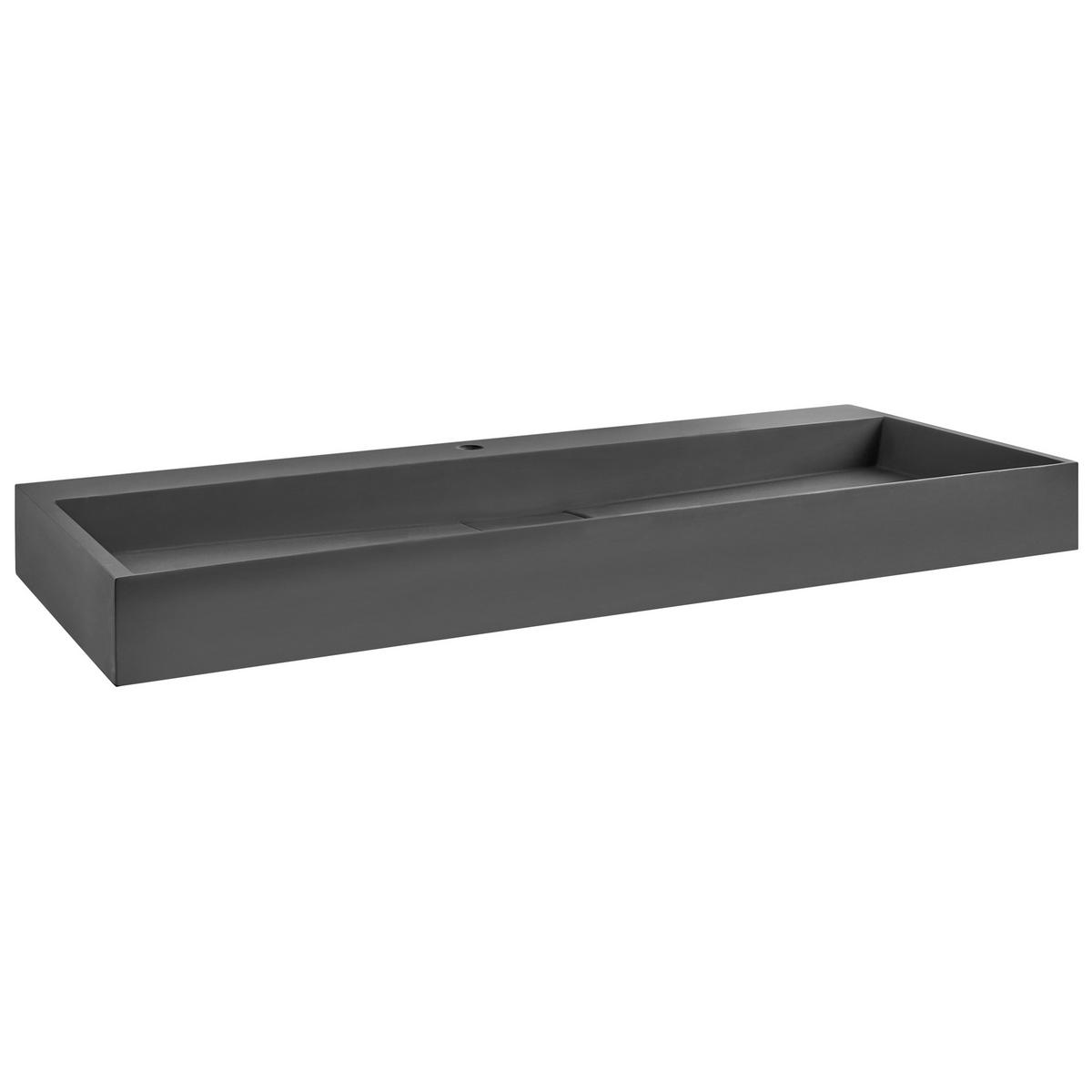 HÄNGEWASCHBECKEN Schwarz 120/46 cm Mineralguss Quenko - Schwarz, Naturmaterialien (120/12/46cm) - Beliani